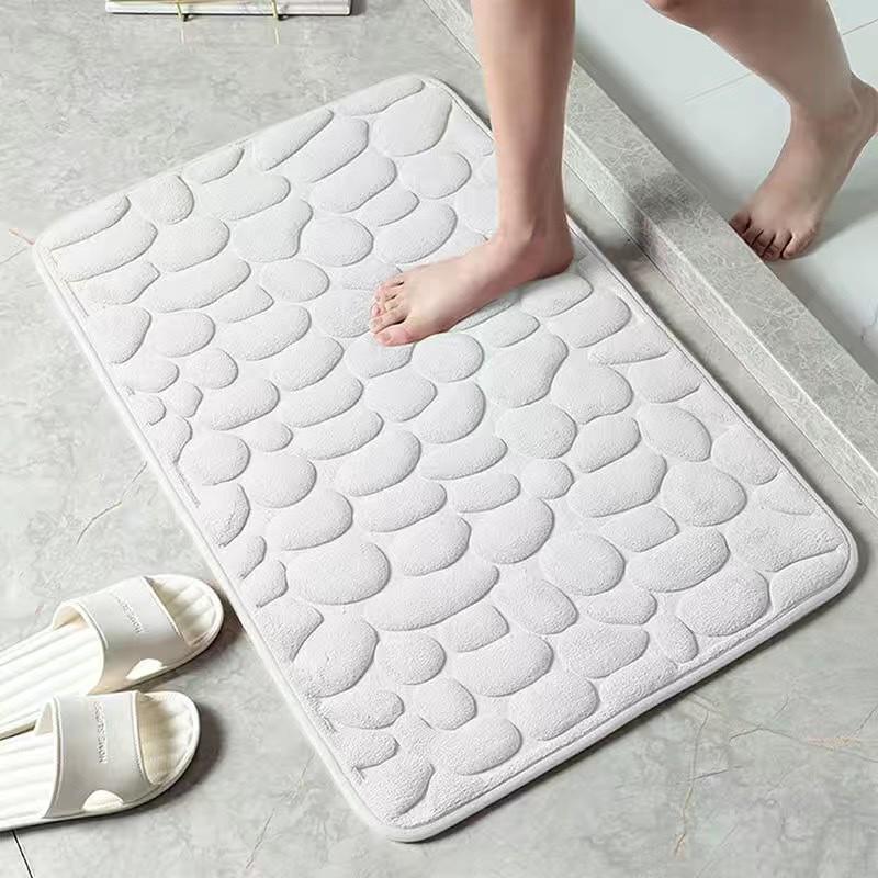 Pebble Pattern Non-Slip Bathroom Mat: Water-Absorbent, Simple Style, Door and Floor Use