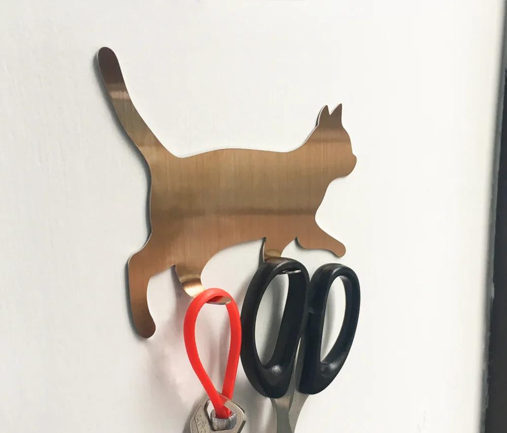 Kitchen Wall Door Metal Hook Key Hanger Cat Tail Shaped Decorative Holder Clothes Storage Rack Seamless Hook Tool Accessories