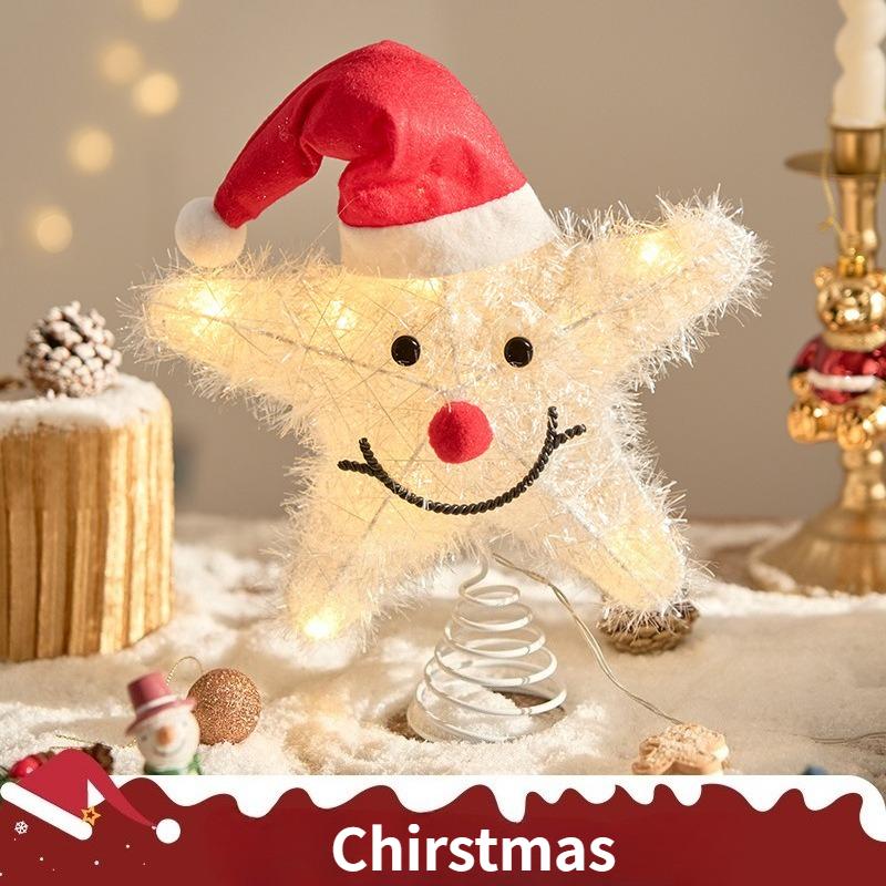 2026 LED Christmas Tree Topper Star Lights Battery Powered for Living Room Garden Party Decoration New Year
