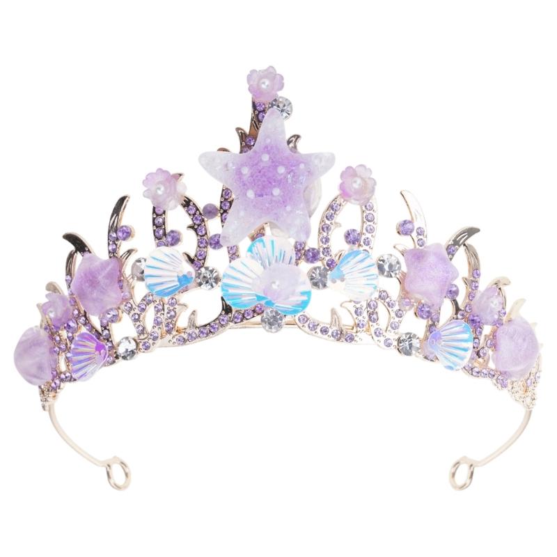 Eye-Catching Rhinestones Bridal Hairband Starfishes Bride Crowns Wedding Stylish Bridal Crowns for Wedding Party фиолетовый