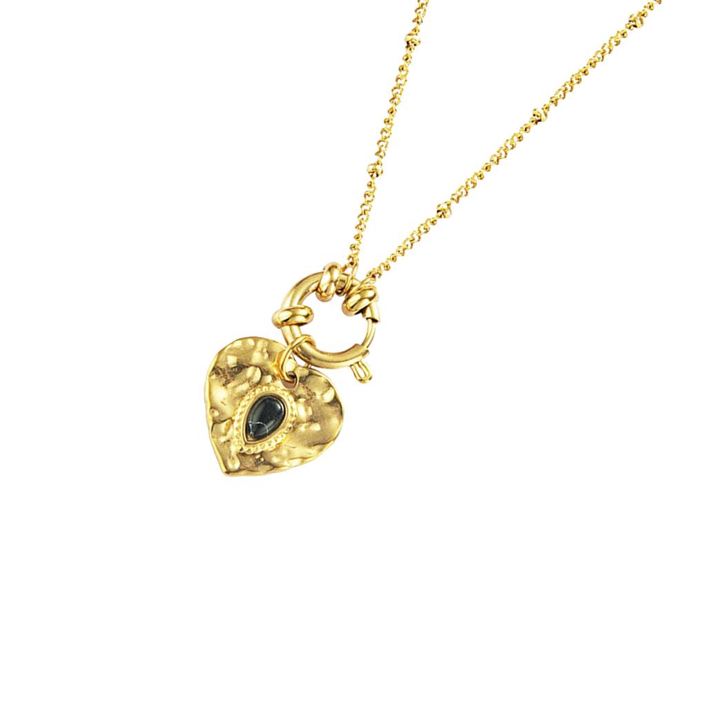 Classic French Style Metal Heart Necklace Fashionable Heart Necklace with Golden Chain Unique Neck Chain for a Chic Look