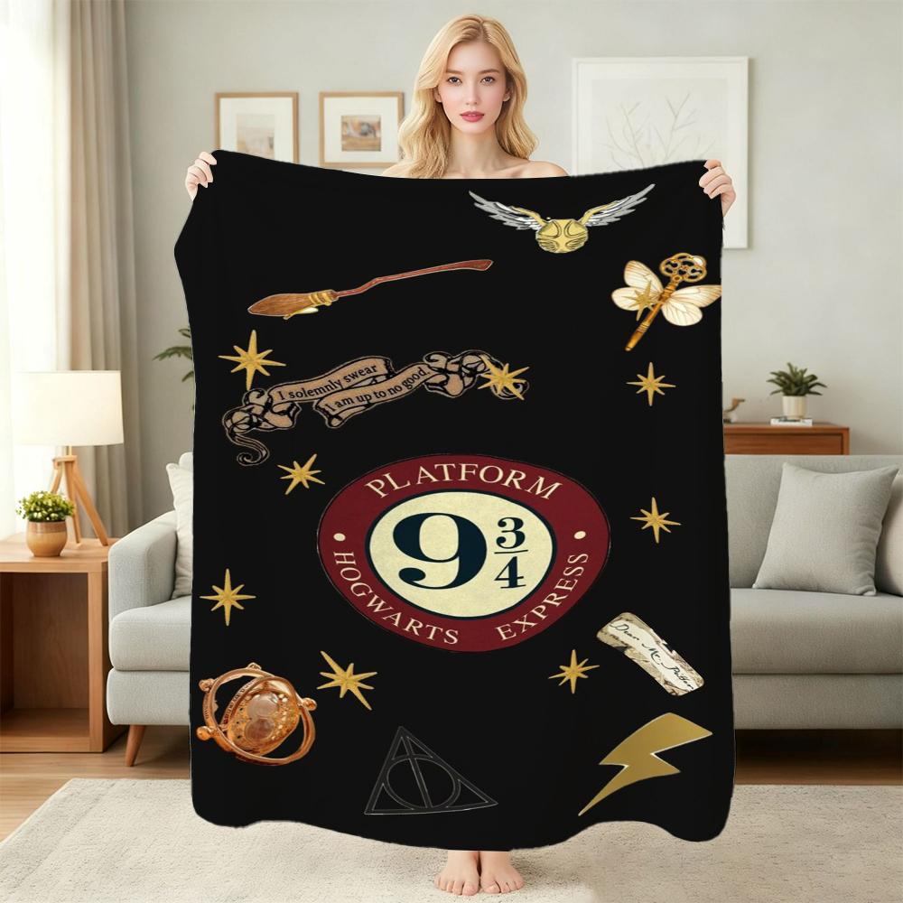 Hogwarts Magical Adventure Theme Printed Blanket Thick Warm Throw Blanket For Living Room Bedroom Study Home Decor Christmas Gift