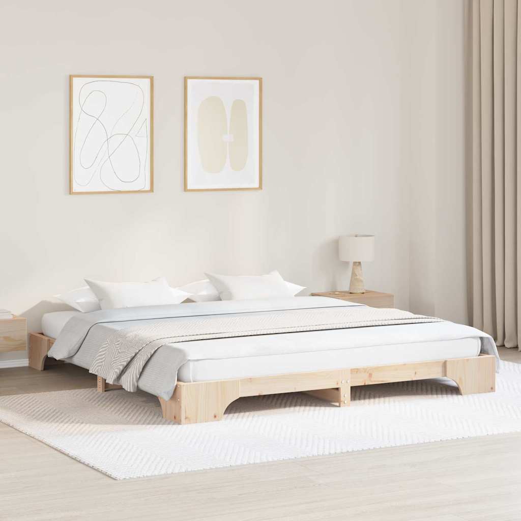 Bed Frame Natural 180 x 200 cm Solid Pine Wood