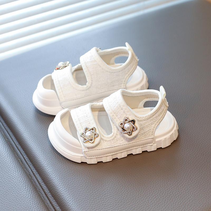 Summer New Children Sandals Girls Elegant Princess Style Sandals Baby Anti-kick Foot Protection Sandals 25