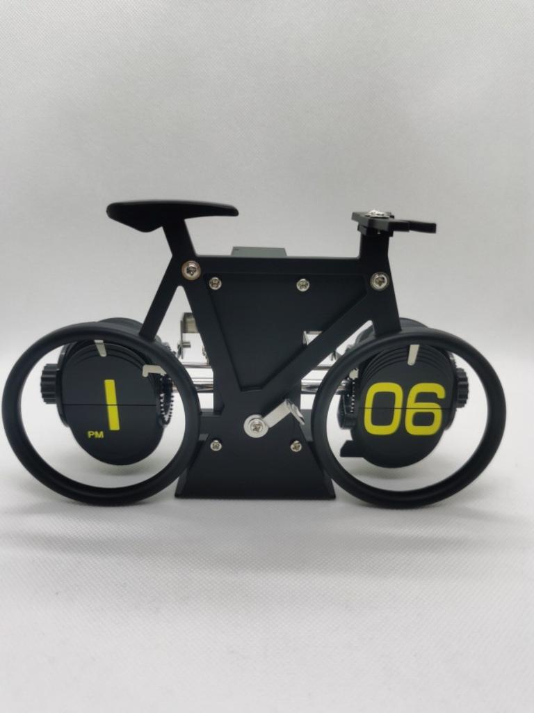 Retro Creative Bicycle Flip Clock Automatic Page Turning 12 Hour Mode Desk Table Clocks Home Office Decor Mechanical Desk Clock