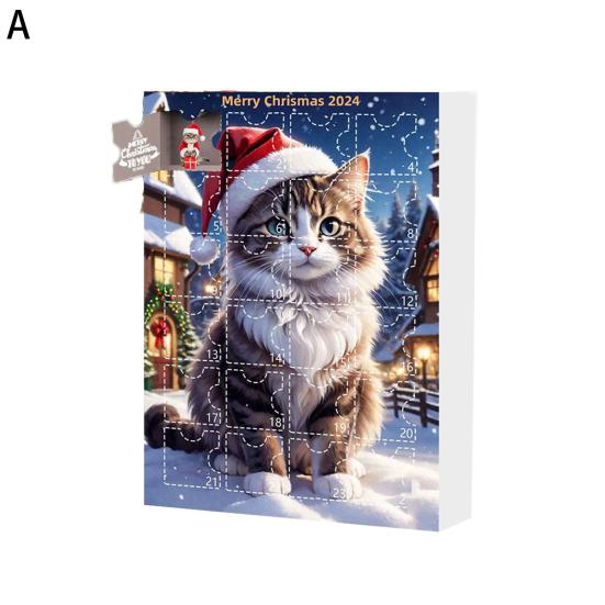 Advent Calendar 2024 Cat Dog Pendant Acrylic Christmas Countdown Calendar for Boys Girls Kids Children Colorful Holiday Room Decorations Gifts
