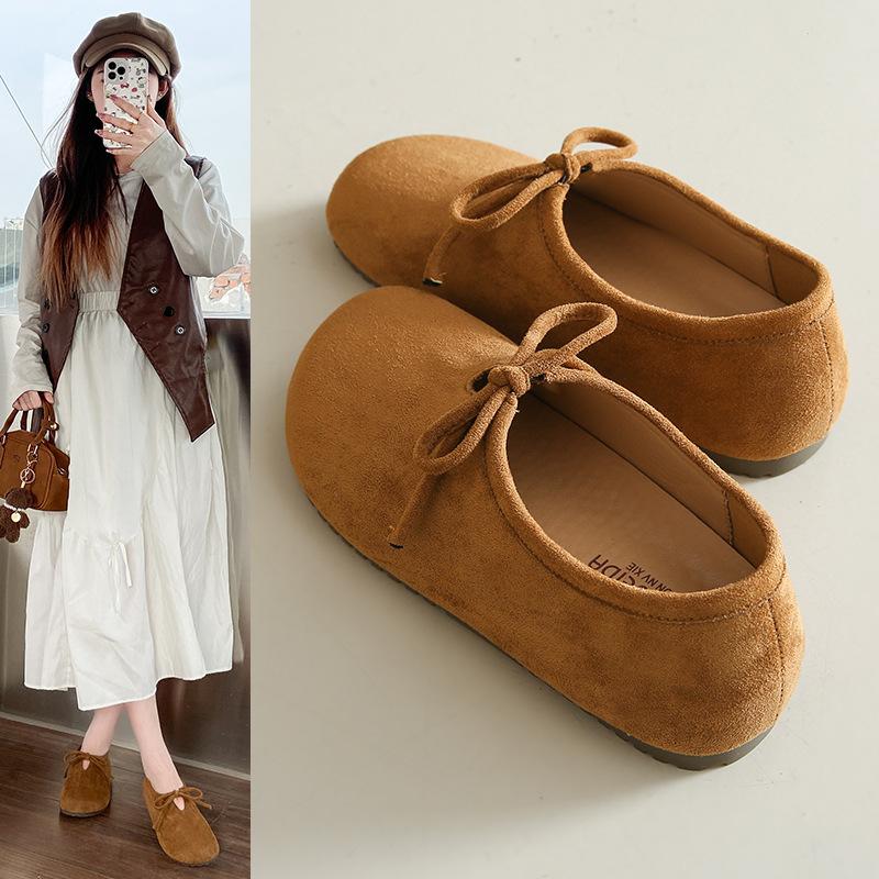 

Flat bottom all-inclusive women s soft sole comfortable Doudou shoes spring and autumn new one-pedal pregnant women Boken single shoes 35 жёлтый