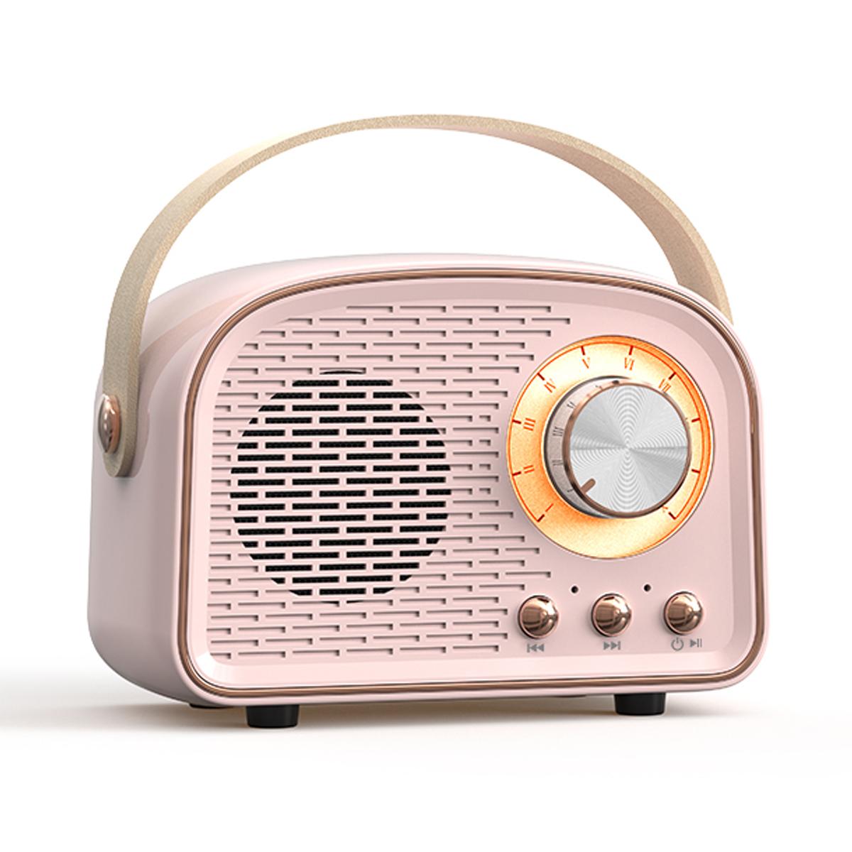 

Retro Mini Radio Portable FM Receiver TWS Stereo Bluetooth Speaker Wireless Classical Music Player TF/AUX/USB MP3 with MIC рожевий