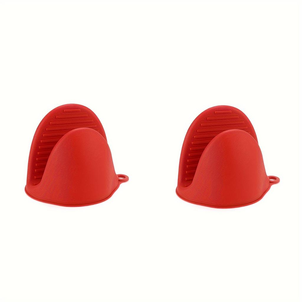 2PCS Thick Silicone Oven Mitts - Heat Resistant Non-Slip Microwave Gloves with Pot Clips, Kitchen Cooking Gloves