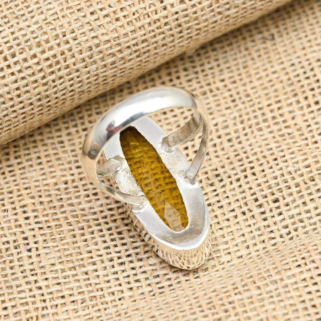 Elegant Citrine Gemstone Handmade 925 Solid Sterling Silver Jewelry Lovely Ring For Her