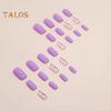 24Pcs Cute Purple-Color Gel Fake Nails Flat Head Press-On Nails Wearable False Nails Full Cover Artificial French Tip DIY Nail Art Accessories
