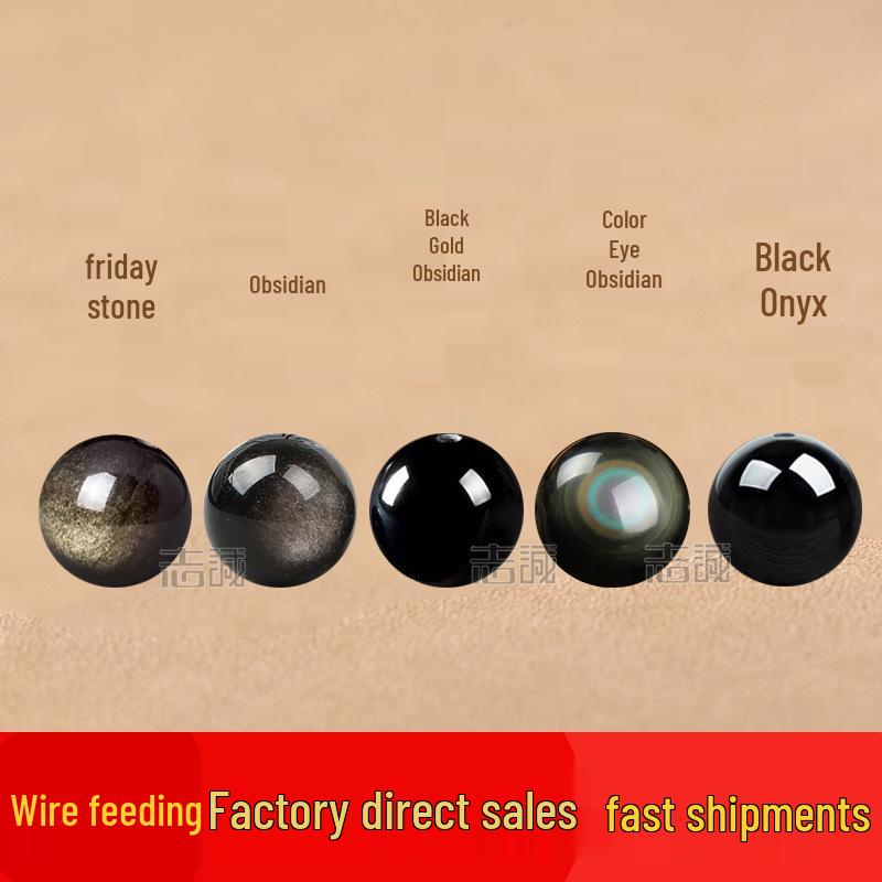 Rainbow Eye Obsidian, Gold & Silver Obsidian, Red Agate, Black Gold, and Black Round Loose Beads for Bracelet Making