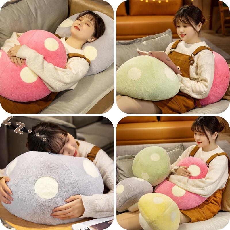 Soft And Cuddly Mushroom Pillow For Home Decor And Kids' Gifts Yellow/grey/pink/green