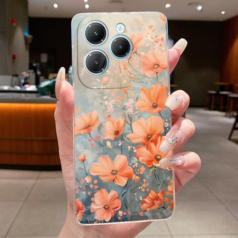 For Infinix Hot 40 Case Clear Silicone Luxury Aesthetic Butterfly Flower Soft TPU Back Cover Infinix X6836 X6837 Hot 40 Pro Case