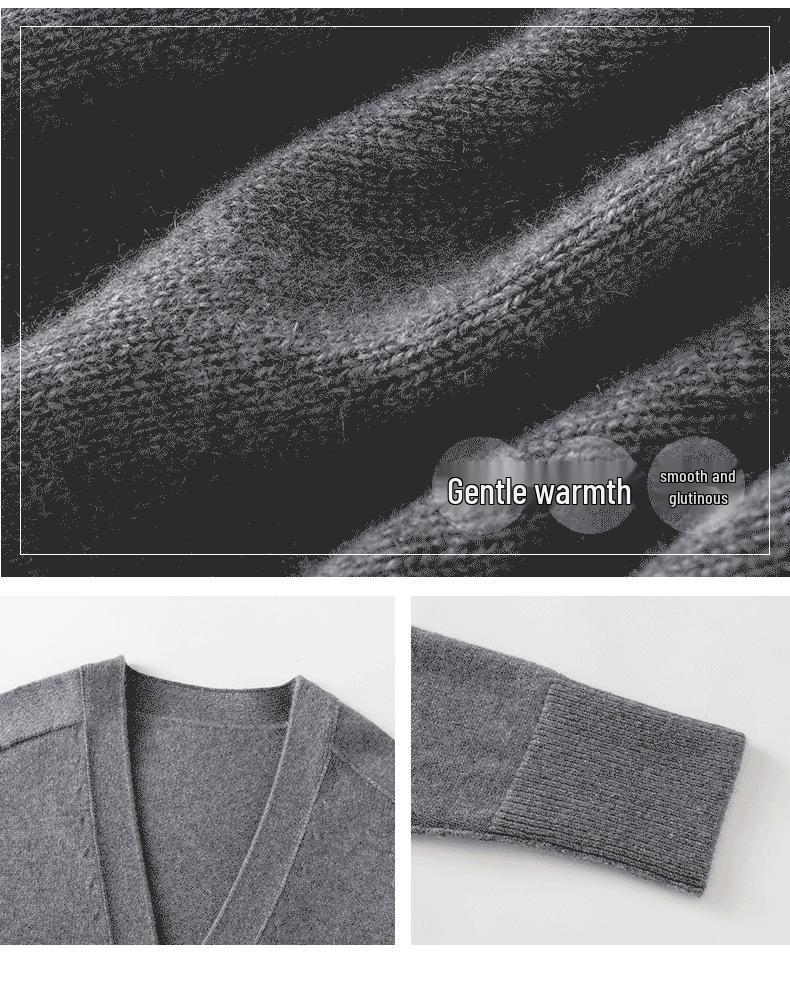 2025 Herbst/Winter Kaschmir-Cardigan mit V-Ausschnitt: Modischer, vielseitiger & locker sitzender Pullover