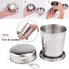 250Ml Stainless Steel Folding Cup Outdoor Travel Camping Portable Collapsible Water Cups With Keychain Retractable Teacups