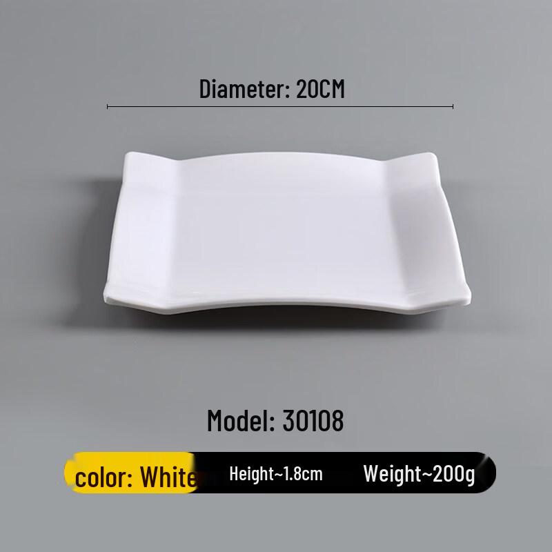 Square Melamine Dinner Plates, 8-inch (10-pack)
