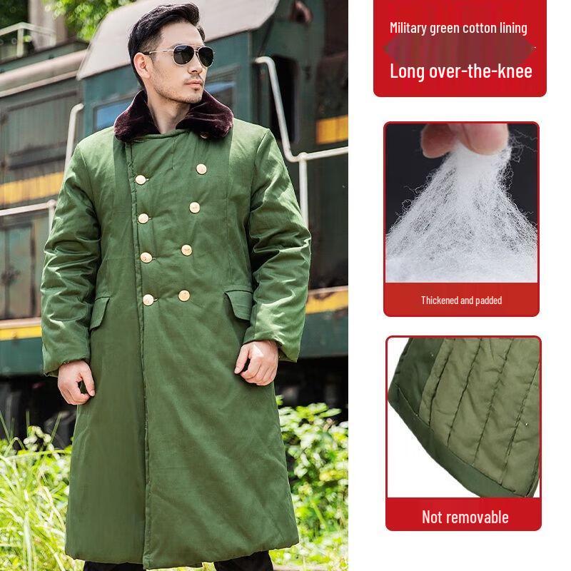 Men s Winter Cotton Military Overcoat One Size