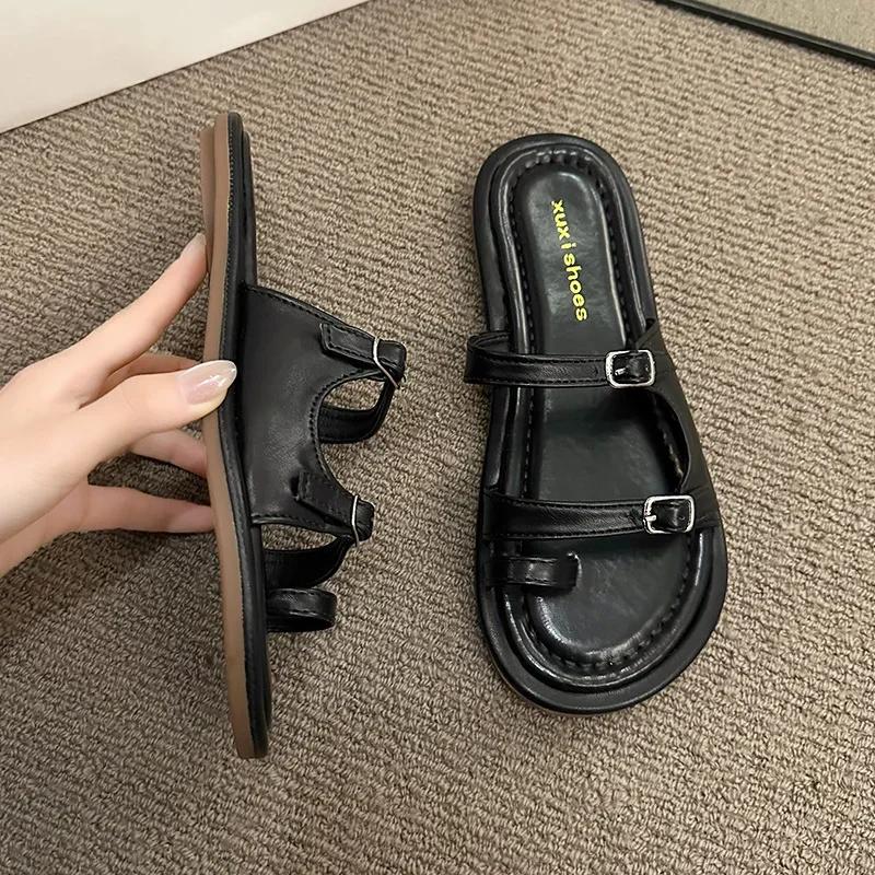 Women's Sandalias Toe Flip Flops Summer Non-Slip Flat Soft Sole Slides Shoes Fashion Simple Comfortable Outdoor Beach Sandals