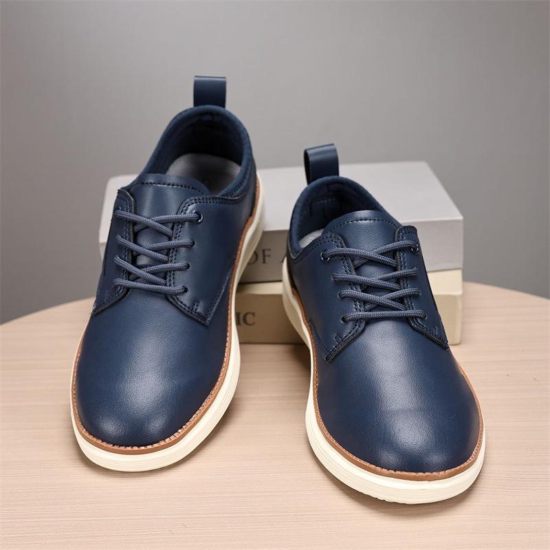 

Men s casual leather shoes new spring outdoor casual shoes business style fashion men s shoes 47 темно-синього кольору