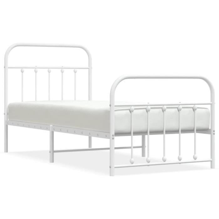 VidaXL Metal Bed Frame with Headboard-Footboard White 90x200 Cm 352638
