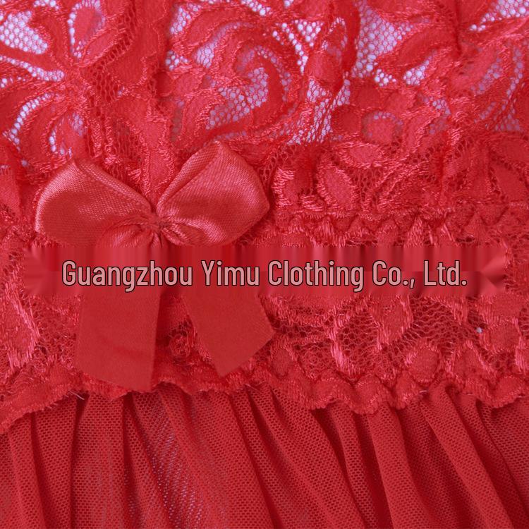 Plus Size S-6XL Sexy Transparent Lace Mesh Halter Lingerie Nightgown
