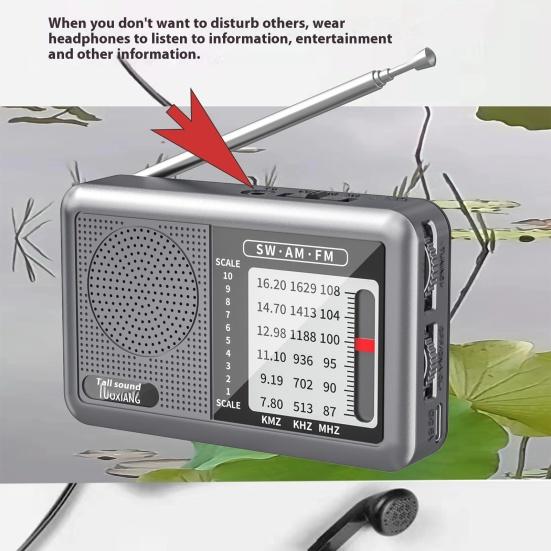 Tragbares Radio Robuste Konstruktion Einfach zu bedienen Kompaktes Design Klein Batteriebetrieben Wiederaufladbar