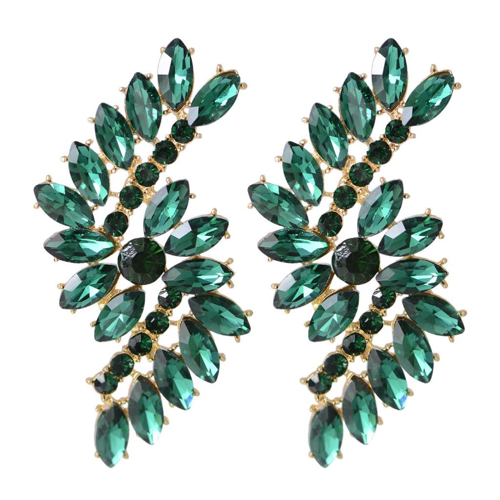Fashion Geometric Crystal Drop Earrings For Women With Alloy Material Elegant Evening Jewelry