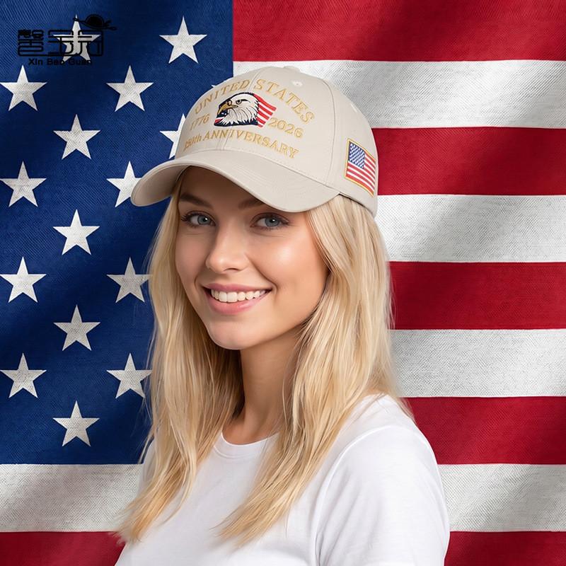 Berretto da Baseball per Anniversario Americano con Design Ricamato per Protezione Solare Casual