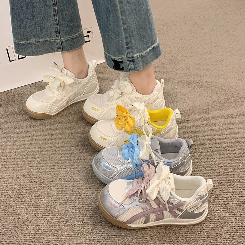Girls mesh sneakers 2025 summer new breathable little white shoes children soft-soled casual shoes boys board shoes tide