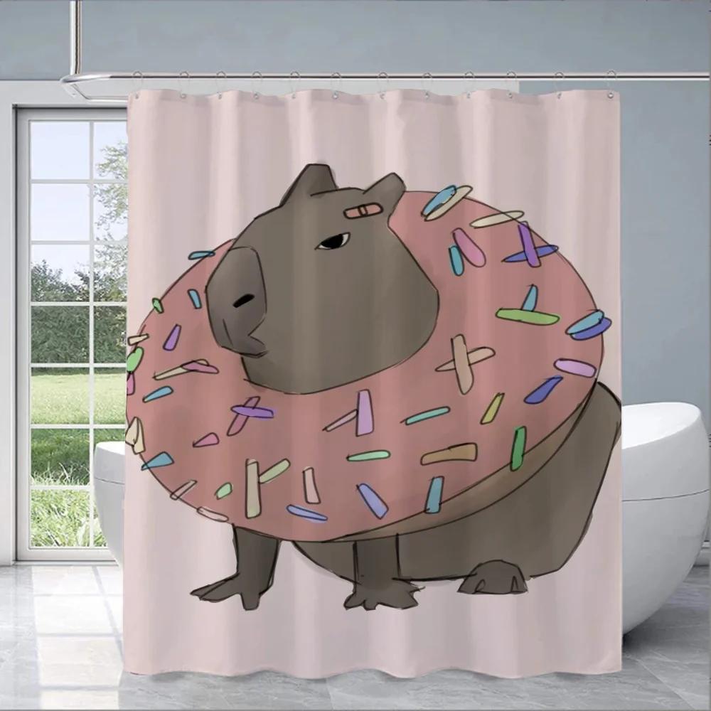 Capybara Bathroom Shower Curtain Cloth Curtains Bath Cover Waterproof Fabric Full 200x180 Curtins Funny Products Household Home