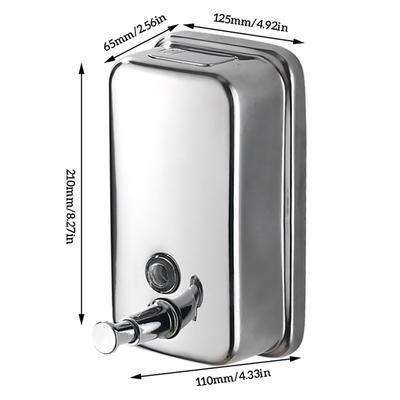 1000ml/800ml/500ml Stainless Steel Soap Dispenser Wall Mounted Liquid Soap Dispenser Bathroom Shampoo Lotion Pump Hand Sanitizer