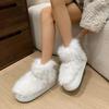 Fashion Casual Solid Thicken Bottom Faux Fur Boots Fluffy Long Plush Snow Boots Women Non Slip Soft Cotton Shoes Women 2025 Winter