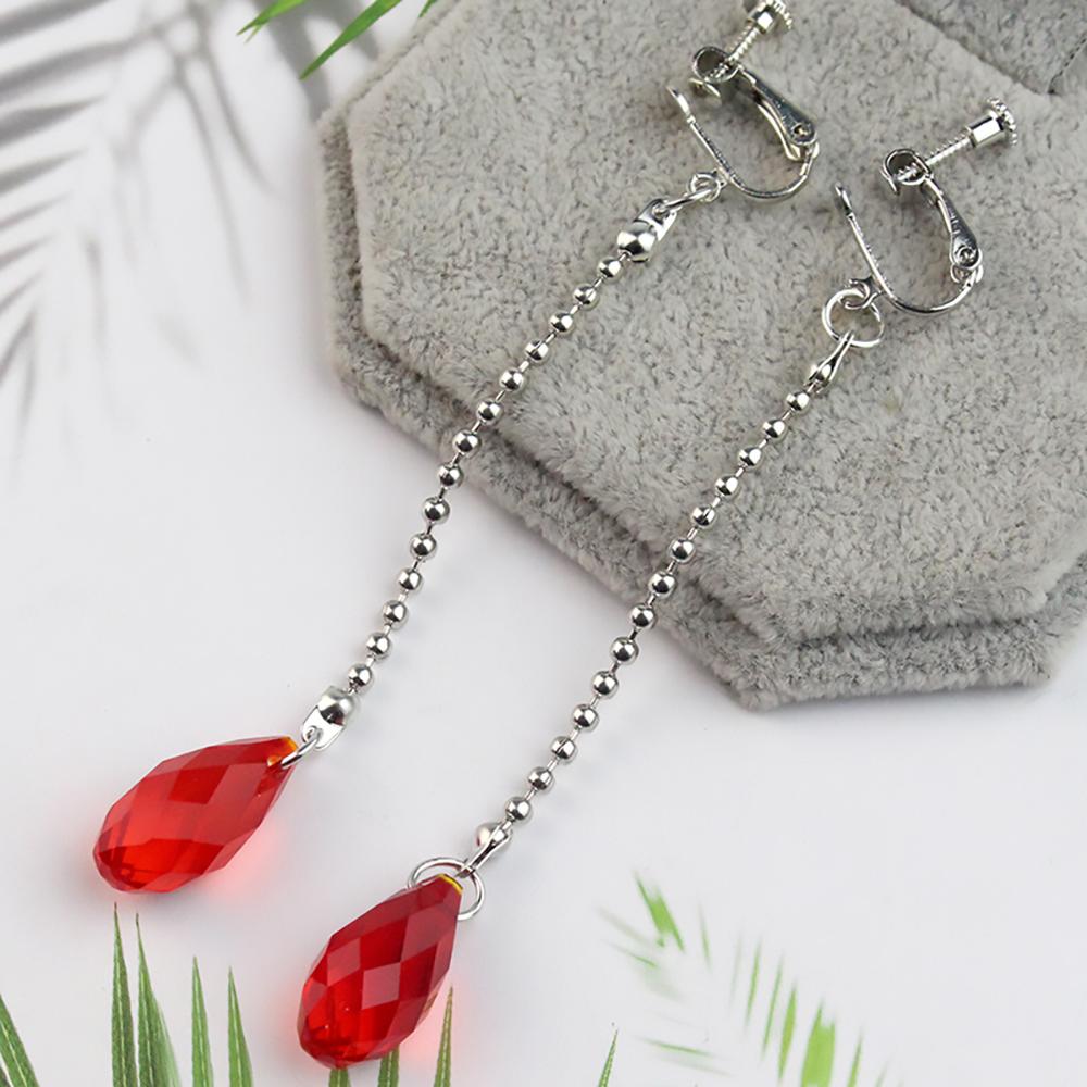 Anime Hunter X Hunter Clip-Ohrringe für Frauen Männer Red Water Drop Ketten Stud Kurapika Kurta Cosplay Ohrringe Schmuck Geschenk