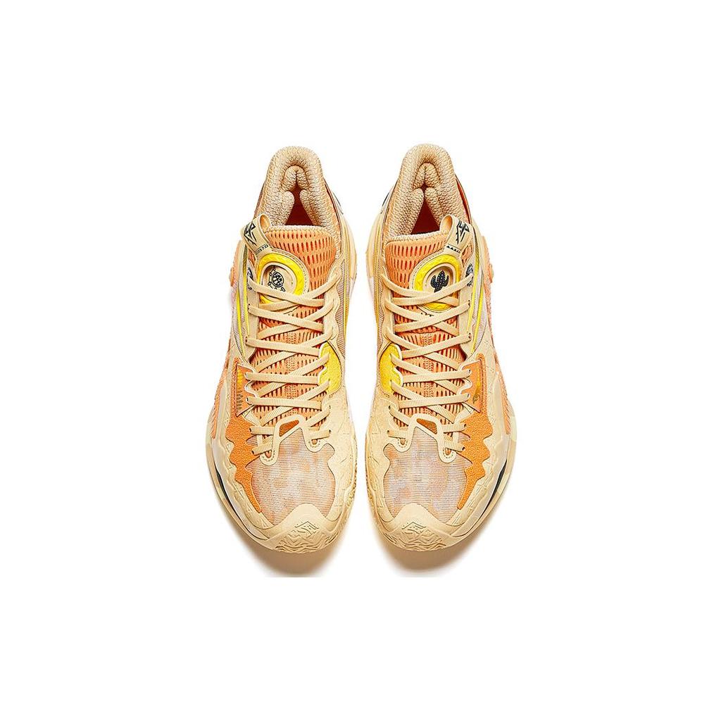 New Anta Shock Wave 5 Sand Lizard Cushioning Breathable High Top Basketball Shoes Men's Apricot Yellow 112341106-3