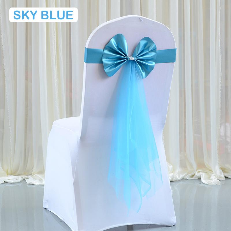 30/20/10PCS Chair Sashes Stretch Spandex Chair Bow Knot Bands With Butterfly Organza Ribbon Wedding Banquet Fair Meeting Decor