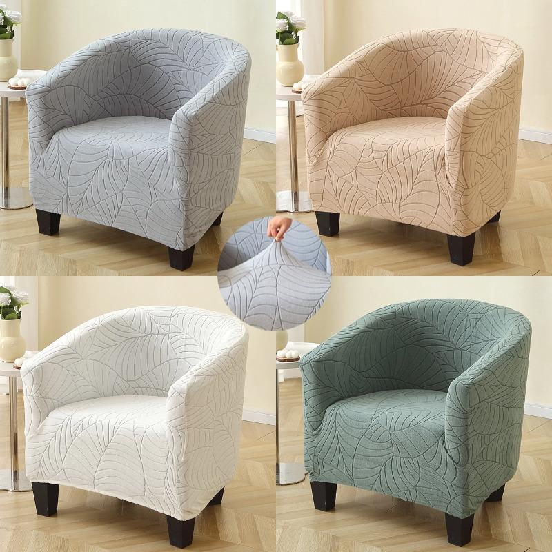 

Leaves Jacquard Tub Chair Cover Elastic Club Sofa Slipcovers Armchair Case Single Sofa Cover for Living Room Bar Counter Banquet