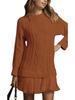 Women's Crochet Knit Sweater with Ribbed Trim