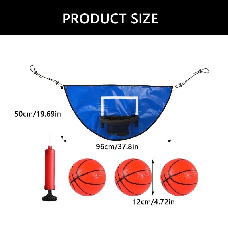 Trampolines Basketballs Hoop Set with Breakaways Rims Small Balls Pump Suitable for Indoor Outdoor Play Easy Assembly