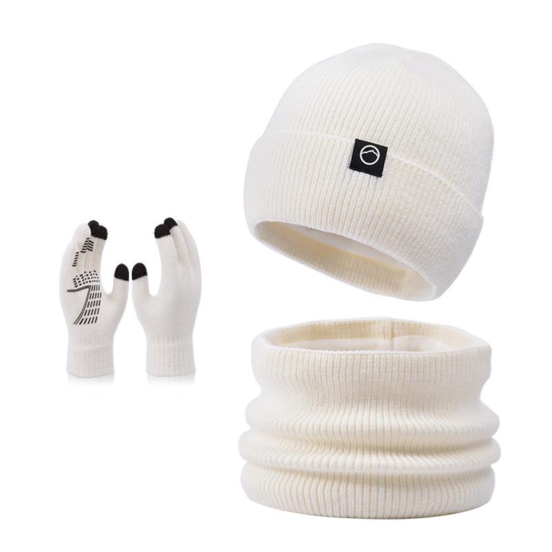 Winter Hat Gloves Scarf Set Fleece Warm Ear Protector Wool Hat Men's Cold-proof Knitted Pullover