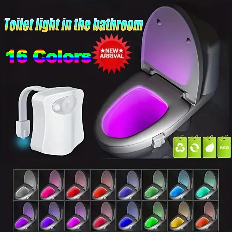 8/16 Colors Motion Sensor Light Wireless LED Night Light RGB Lamp Toilet Bathroom Atmosphere Light Colorful Sensor Night Lights
