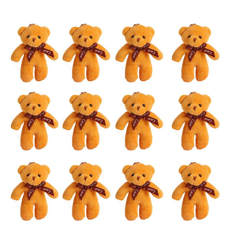 6/1s Mini Bear Plush Keychain Colorful Bear Stuffed Toy School Bag Pendant Teddy Doll Graduation Party Supplies Wedding Gift