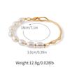 Gold Plated Half Pearl Half Irregular Metal Bangle Bracelet