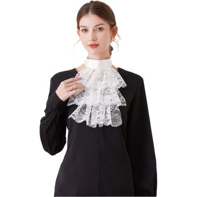 Fashion Victorian Lace Jabot Collar Detachable Solid Color Fake Collar Ruffled Neck Collar Stage Performance Costume Accessory