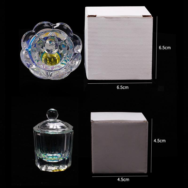 Rainbow Crystal Clear Acrylic Liquid Dish Tappen Dish Glass Cup Nail Art Tool