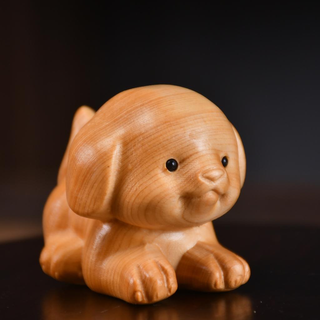 Pequeña Figura de Perro del Zodiaco de Madera, Talla en Madera de Ciprés de Arizona de 1.65", Manualidades Lindas de Animales Perro, Decoración de Escritorio de Oficina en Casa, Amantes de los Perros