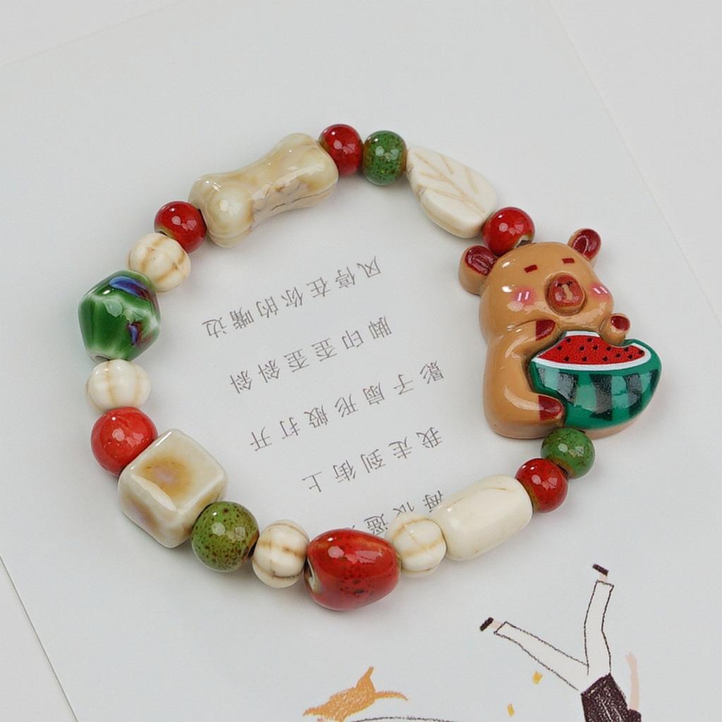 Ceramic beaded bracelet small fresh ancient style national style simple bracelet summer