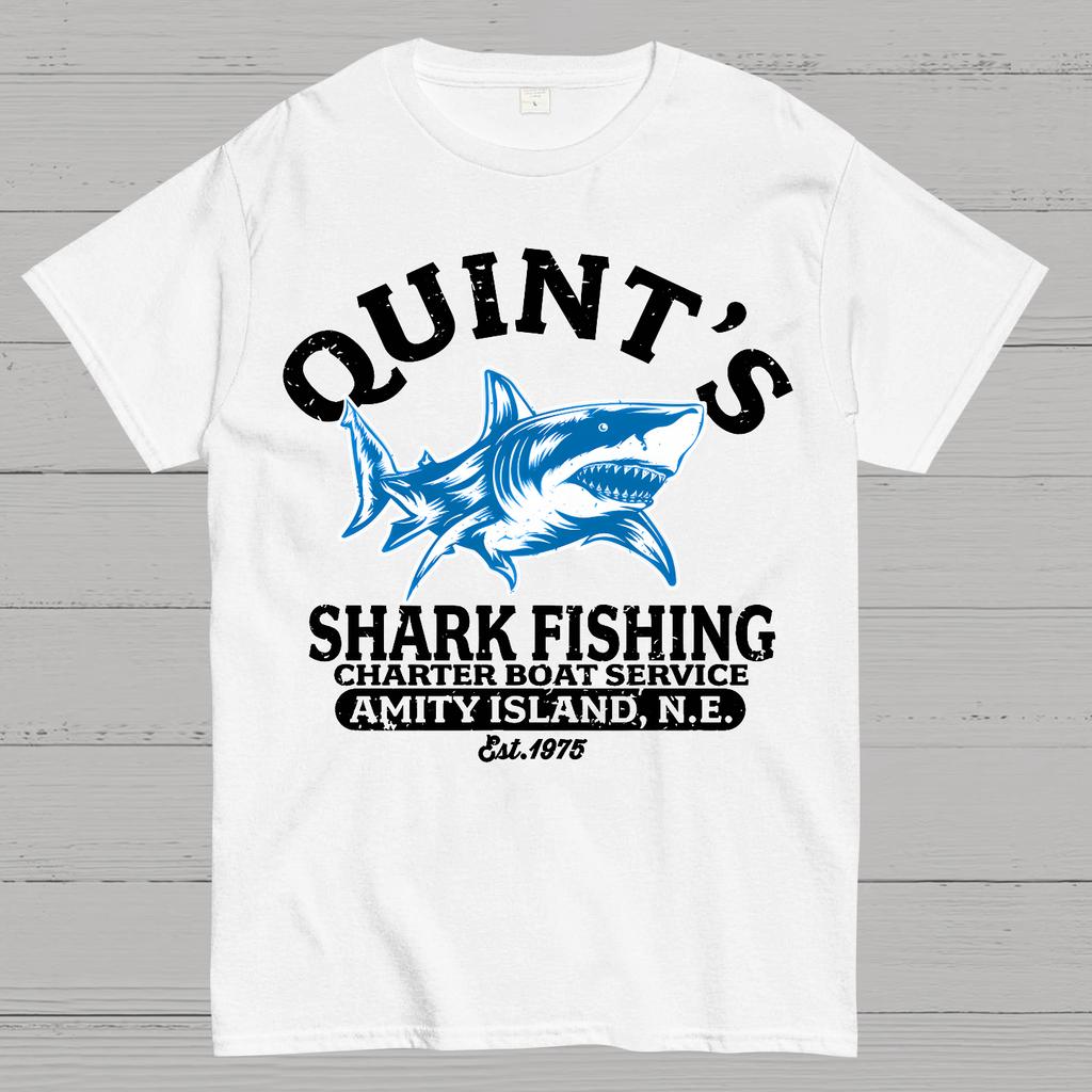 Quint's Shark Fishing Cotton Summer Casual Cool Loose T-Shirt