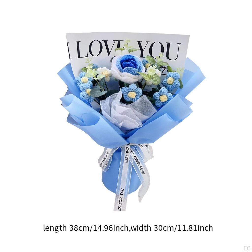 Artificial Flower Bouquet Crochet Design for Holiday Table Centerpiece Gift From Kids