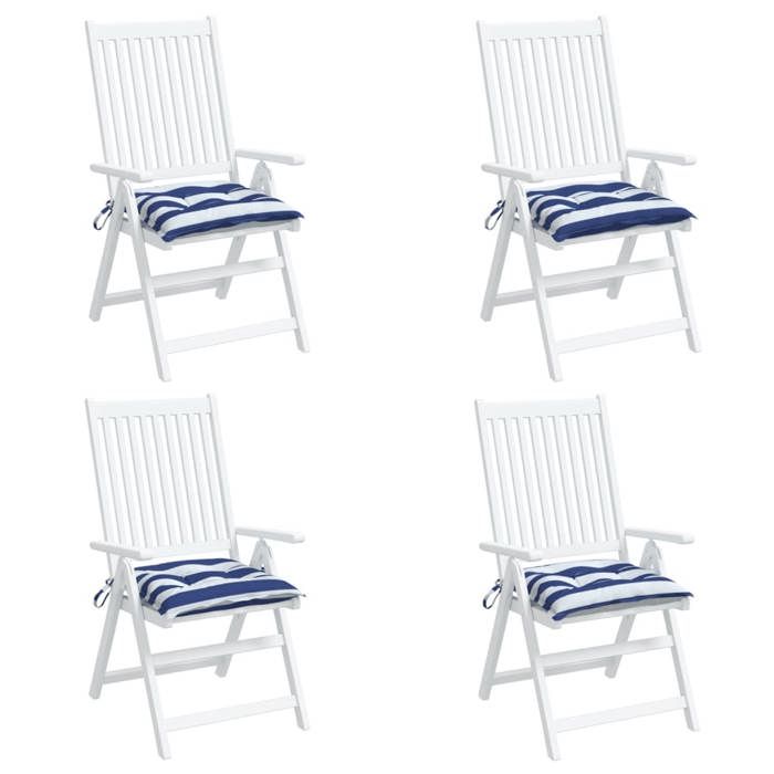VidaXL Coussins de chaise 4 pcs rayures bleues et blanches 50x50x7 cm 361544